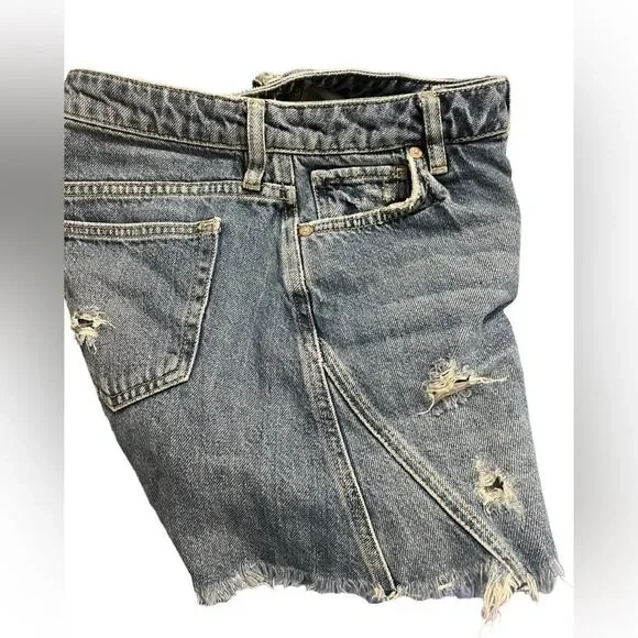 Free People We The Free Harvey
Distressed Blue Denim Jean Mini Skirt 26 - Picture 5 of 14
